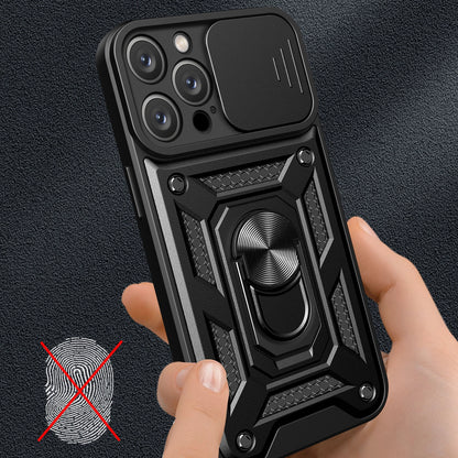 Hybrid Armor Camshield iPhone 16 Pro Max Armored Case with Camera Cover and Stand - Black_4