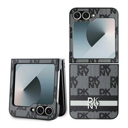 DKNY Checkered Pattern Printed Stripes case for Samsung Galaxy Z Flip 6 - black_0