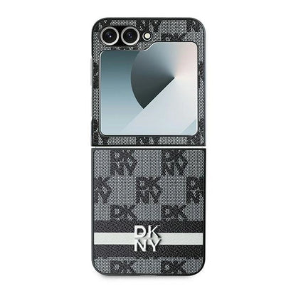 DKNY Checkered Pattern Printed Stripes case for Samsung Galaxy Z Flip 6 - black_1