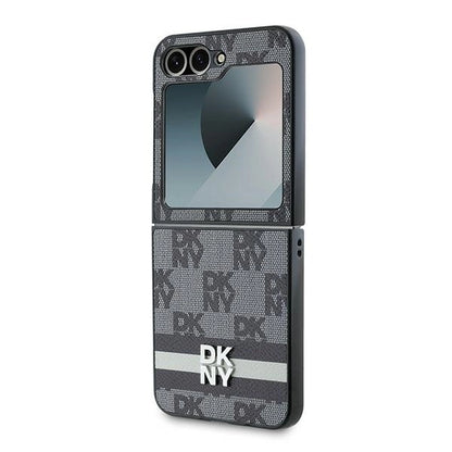 DKNY Checkered Pattern Printed Stripes case for Samsung Galaxy Z Flip 6 - black_5