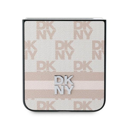DKNY Checkered Pattern Printed Stripes Case for Samsung Galaxy Z Flip 6 - Pink_4