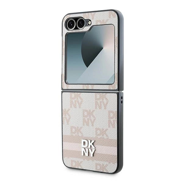 DKNY Checkered Pattern Printed Stripes Case for Samsung Galaxy Z Flip 6 - Pink_5
