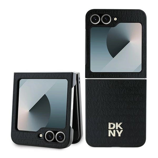 DKNY Repeat Pattern Stack Logo Case for Samsung Galaxy Z Flip6 - Black_0