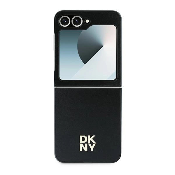DKNY Leather Metal Stack Logo Case for Samsung Galaxy Z Flip 6 - Black_1