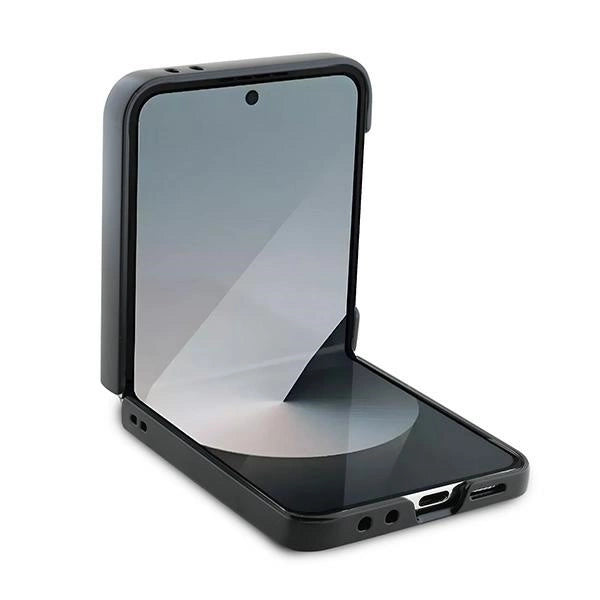 DKNY Leather Metal Stack Logo Case for Samsung Galaxy Z Flip 6 - Black_3
