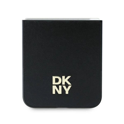 DKNY Leather Metal Stack Logo Case for Samsung Galaxy Z Flip 6 - Black_4