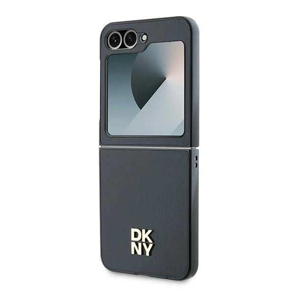 DKNY Leather Metal Stack Logo Case for Samsung Galaxy Z Flip 6 - Black_5