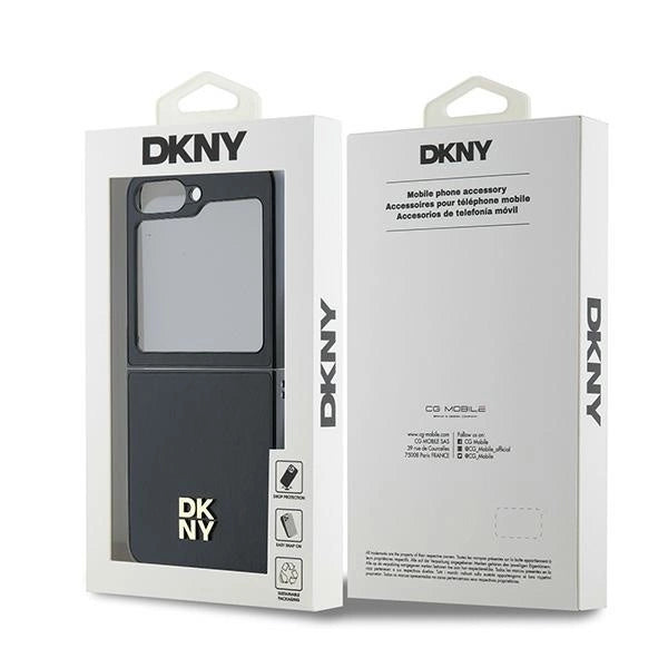 DKNY Leather Metal Stack Logo Case for Samsung Galaxy Z Flip 6 - Black_7
