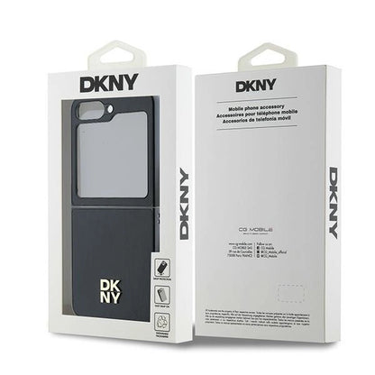 DKNY Leather Metal Stack Logo Case for Samsung Galaxy Z Flip 6 - Black_7