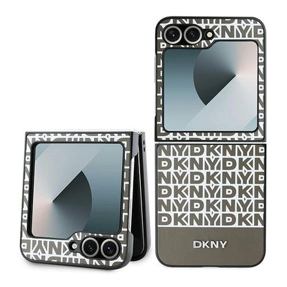 DKNY Repeat Pattern Bottom Stripe Case for Samsung Galaxy Z Flip 6 - Brown_0