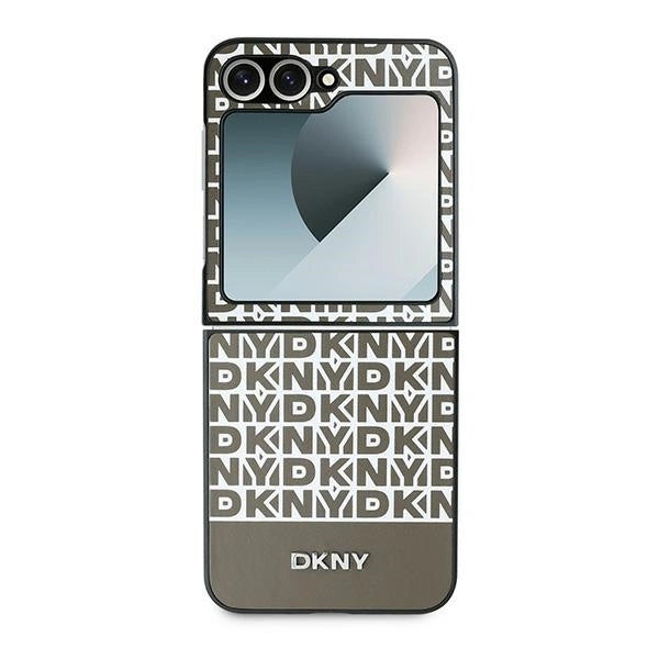 DKNY Repeat Pattern Bottom Stripe Case for Samsung Galaxy Z Flip 6 - Brown_1