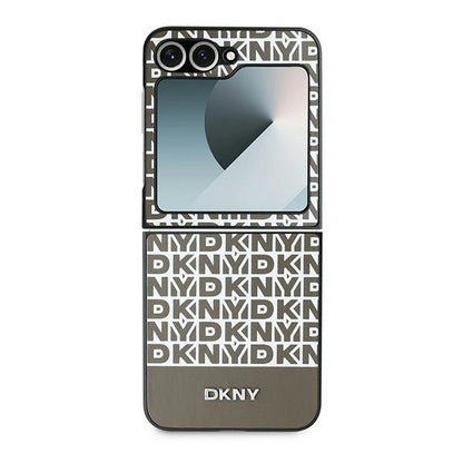DKNY Repeat Pattern Bottom Stripe Case for Samsung Galaxy Z Flip 6 - Brown_1