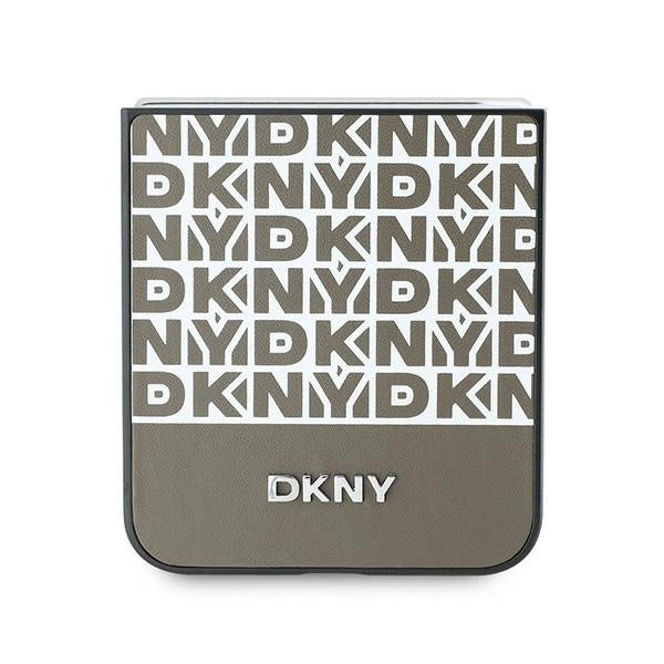 DKNY Repeat Pattern Bottom Stripe Case for Samsung Galaxy Z Flip 6 - Brown_4