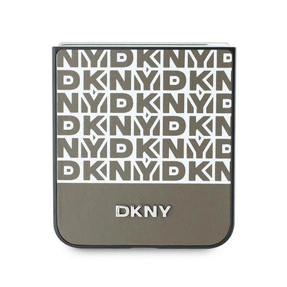 DKNY Repeat Pattern Bottom Stripe Case for Samsung Galaxy Z Flip 6 - Brown_4
