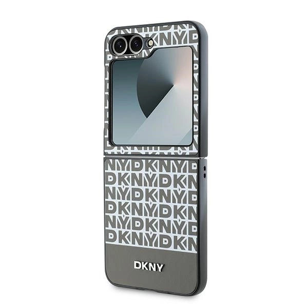 DKNY Repeat Pattern Bottom Stripe Case for Samsung Galaxy Z Flip 6 - Brown_5