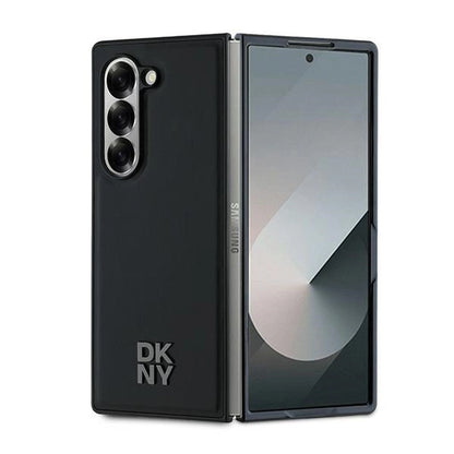 DKNY Magsafe Plain Leather Metal Stack Logo Case for Samsung Galaxy Z Fold 6 - Black_0