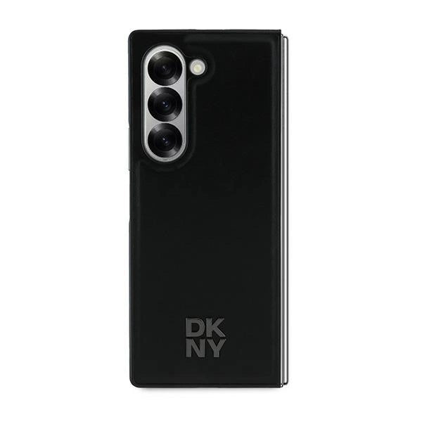 DKNY Magsafe Plain Leather Metal Stack Logo Case for Samsung Galaxy Z Fold 6 - Black_1