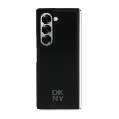 DKNY Magsafe Plain Leather Metal Stack Logo Case for Samsung Galaxy Z Fold 6 - Black_1