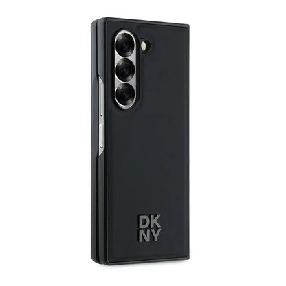 DKNY Magsafe Plain Leather Metal Stack Logo Case for Samsung Galaxy Z Fold 6 - Black_4