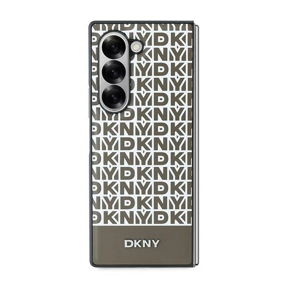 DKNY Repeat Pattern Bottom Stripe Case for Samsung Galaxy Z Fold 6 - Brown_1