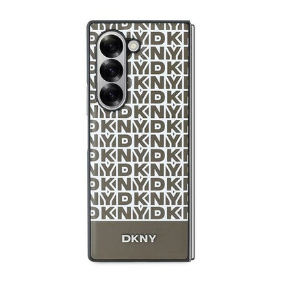 DKNY Repeat Pattern Bottom Stripe Case for Samsung Galaxy Z Fold 6 - Brown_1