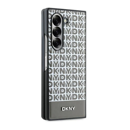 DKNY Repeat Pattern Bottom Stripe Case for Samsung Galaxy Z Fold 6 - Brown_4