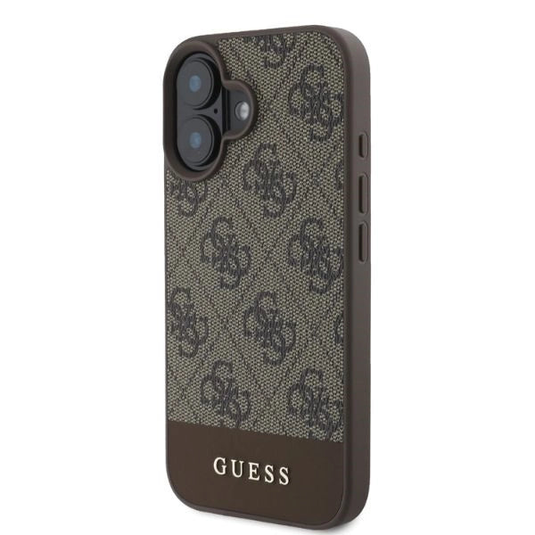 Guess 4G Bottom Stripe iPhone 16 Case - Brown_1