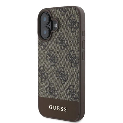 Guess 4G Bottom Stripe iPhone 16 Case - Brown_1