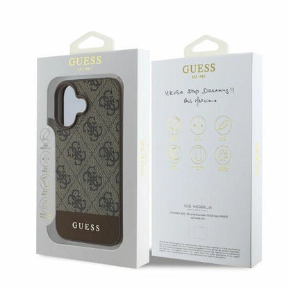 Guess 4G Bottom Stripe iPhone 16 Case - Brown_4