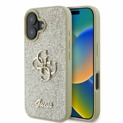 Guess Fixed Glitter Big 4G iPhone 16 Case - Gold_0