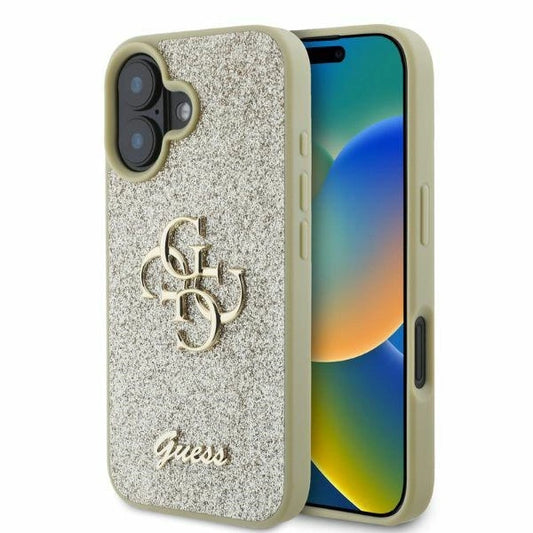 Guess Fixed Glitter Big 4G iPhone 16 Case - Gold_0