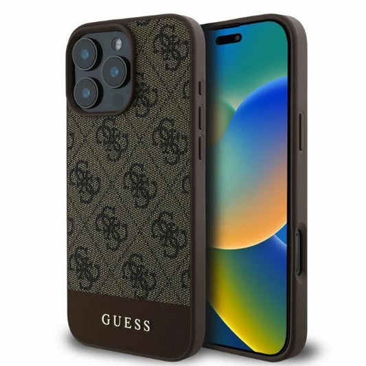 Etui Guess 4G Bottom Stripe na iPhone 16 Pro Max - brązowe_0