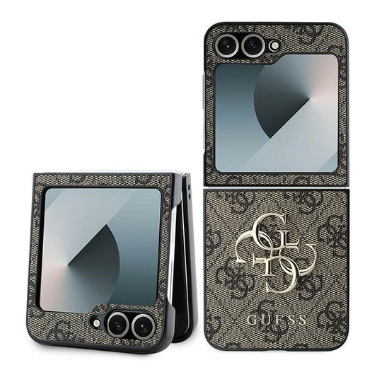 Guess Leather 4G Metal Logo Case for Samsung Galaxy Z Flip 6 - Brown_0