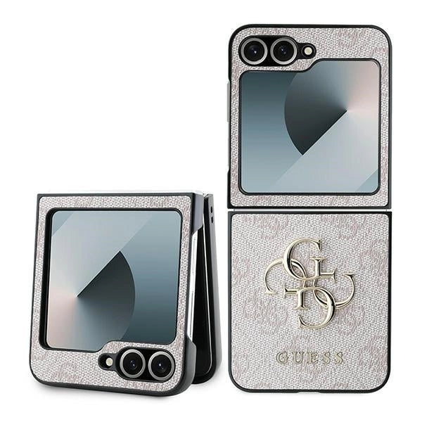 Guess Leather 4G Metal Logo Case for Samsung Galaxy Z Flip 6 - Pink_0