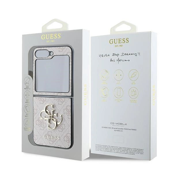 Guess Leather 4G Metal Logo Case for Samsung Galaxy Z Flip 6 - Pink_7