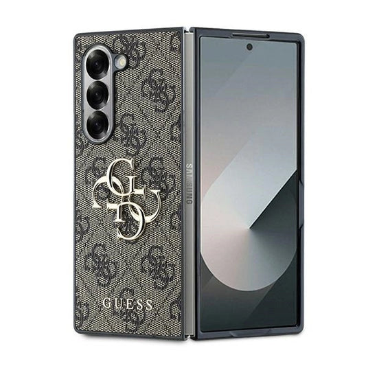 Guess Leather 4G Metal Logo Case for Samsung Galaxy Z Fold 6 - Brown_0