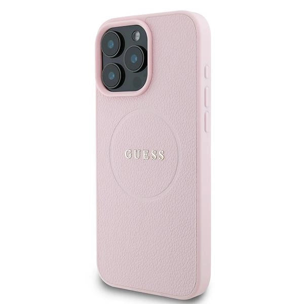 Guess MagSafe Grained Gold Ring iPhone 15 Pro Max Case - Pink_1