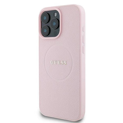 Guess MagSafe Grained Gold Ring iPhone 15 Pro Max Case - Pink_1