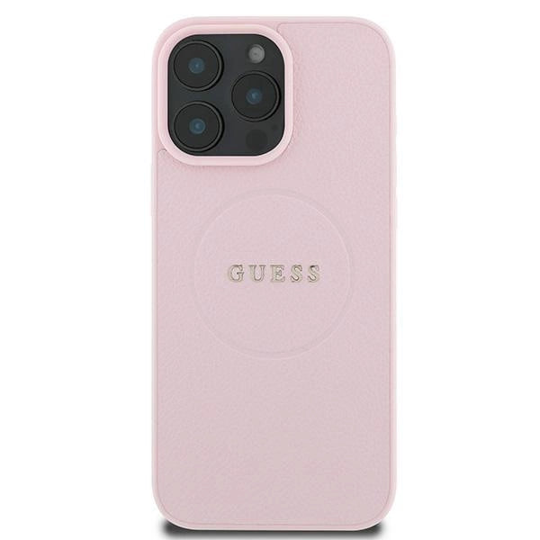 Guess MagSafe Grained Gold Ring iPhone 15 Pro Max Case - Pink_2