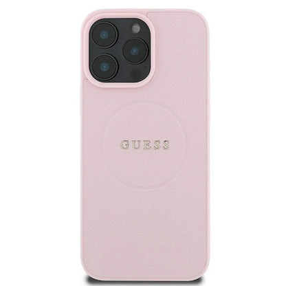 Guess MagSafe Grained Gold Ring iPhone 15 Pro Max Case - Pink_2