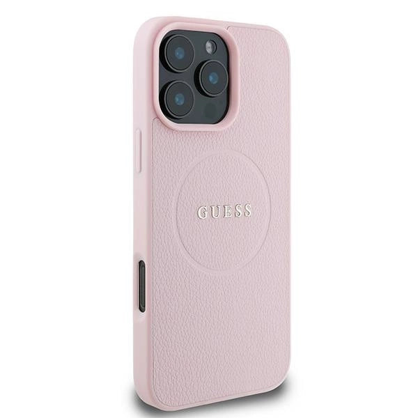 Guess MagSafe Grained Gold Ring iPhone 15 Pro Max Case - Pink_3