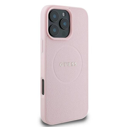 Guess MagSafe Grained Gold Ring iPhone 15 Pro Max Case - Pink_3