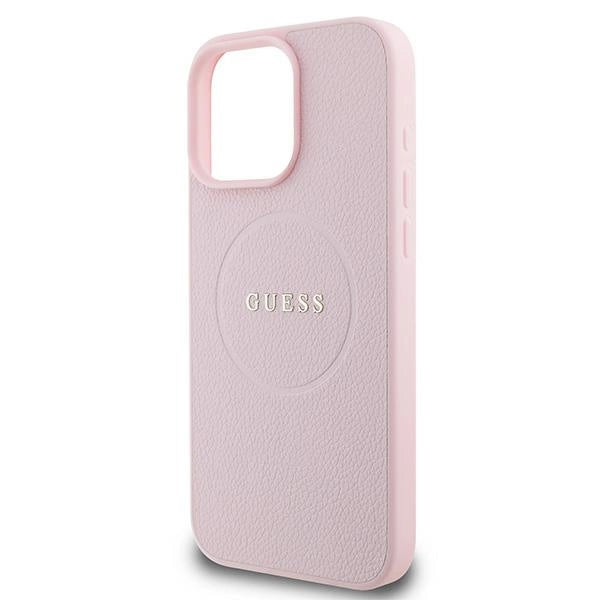 Guess MagSafe Grained Gold Ring iPhone 15 Pro Max Case - Pink_5