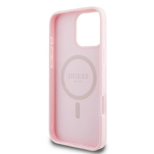Guess MagSafe Grained Gold Ring iPhone 15 Pro Max Case - Pink_6