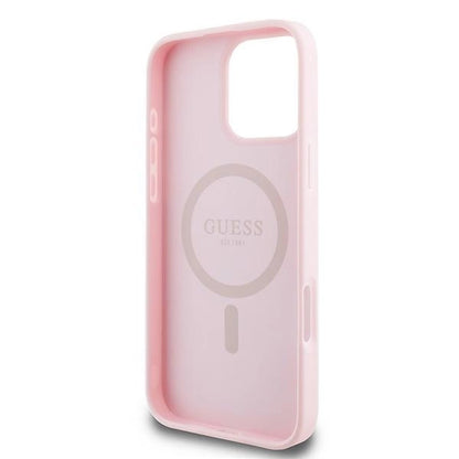 Guess MagSafe Grained Gold Ring iPhone 15 Pro Max Case - Pink_6