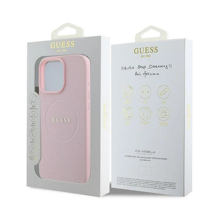 Guess MagSafe Grained Gold Ring iPhone 15 Pro Max Case - Pink_7