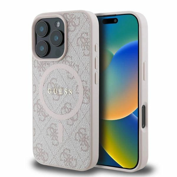 Guess 4G Ring Classic Logo MagSafe iPhone 16 Pro Case - Pink_0
