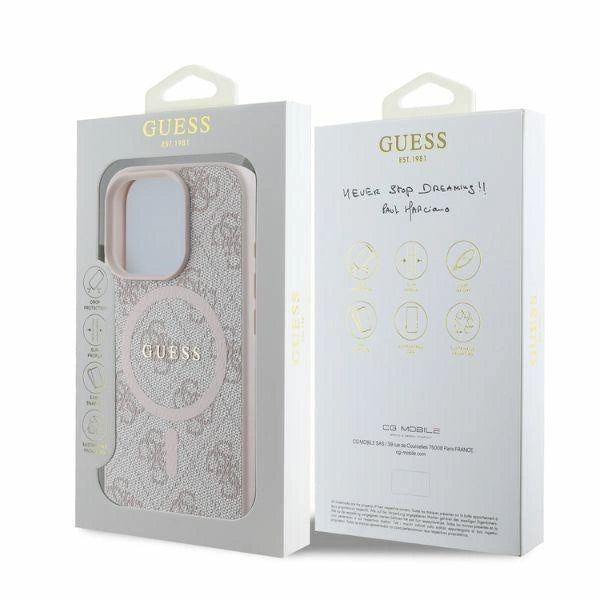 Guess 4G Ring Classic Logo MagSafe iPhone 16 Pro Case - Pink_3