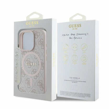 Guess 4G Ring Classic Logo MagSafe iPhone 16 Pro Case - Pink_3