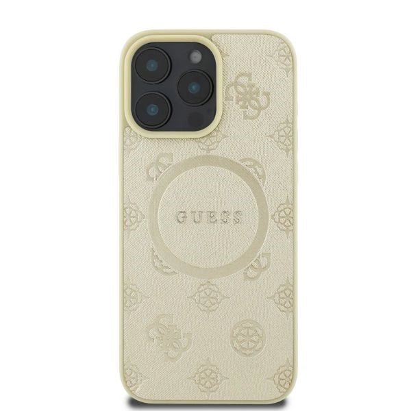 Etui Guess Saffiano Peony Classic Logo MagSafe na iPhone 16 Pro - złote_2